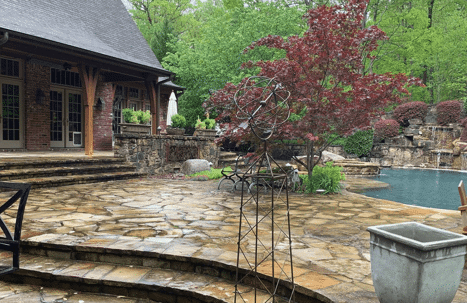 backyard with stone walkways