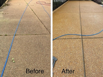 before and after of a clean sidewalk