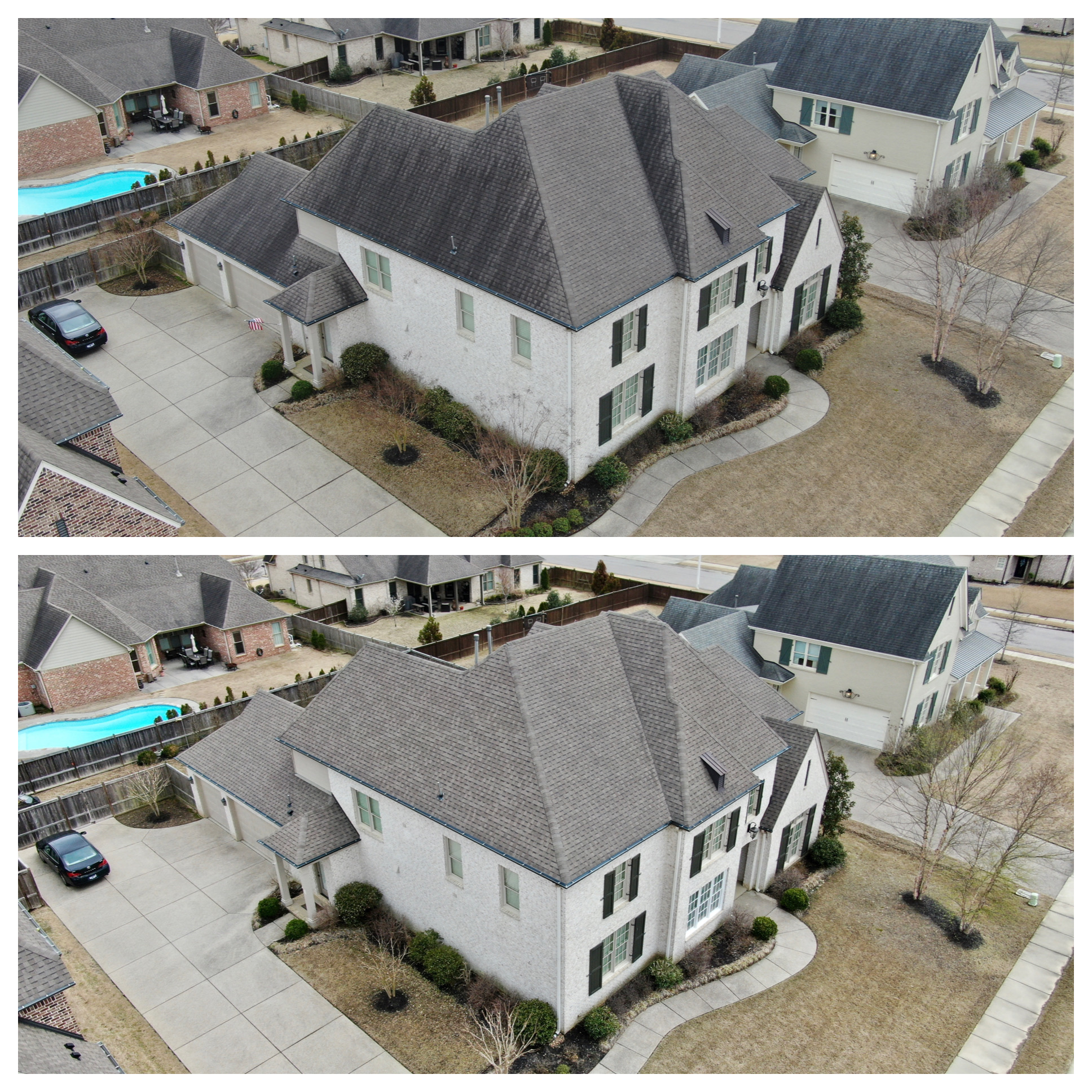 Before & After Roof Washing Photo