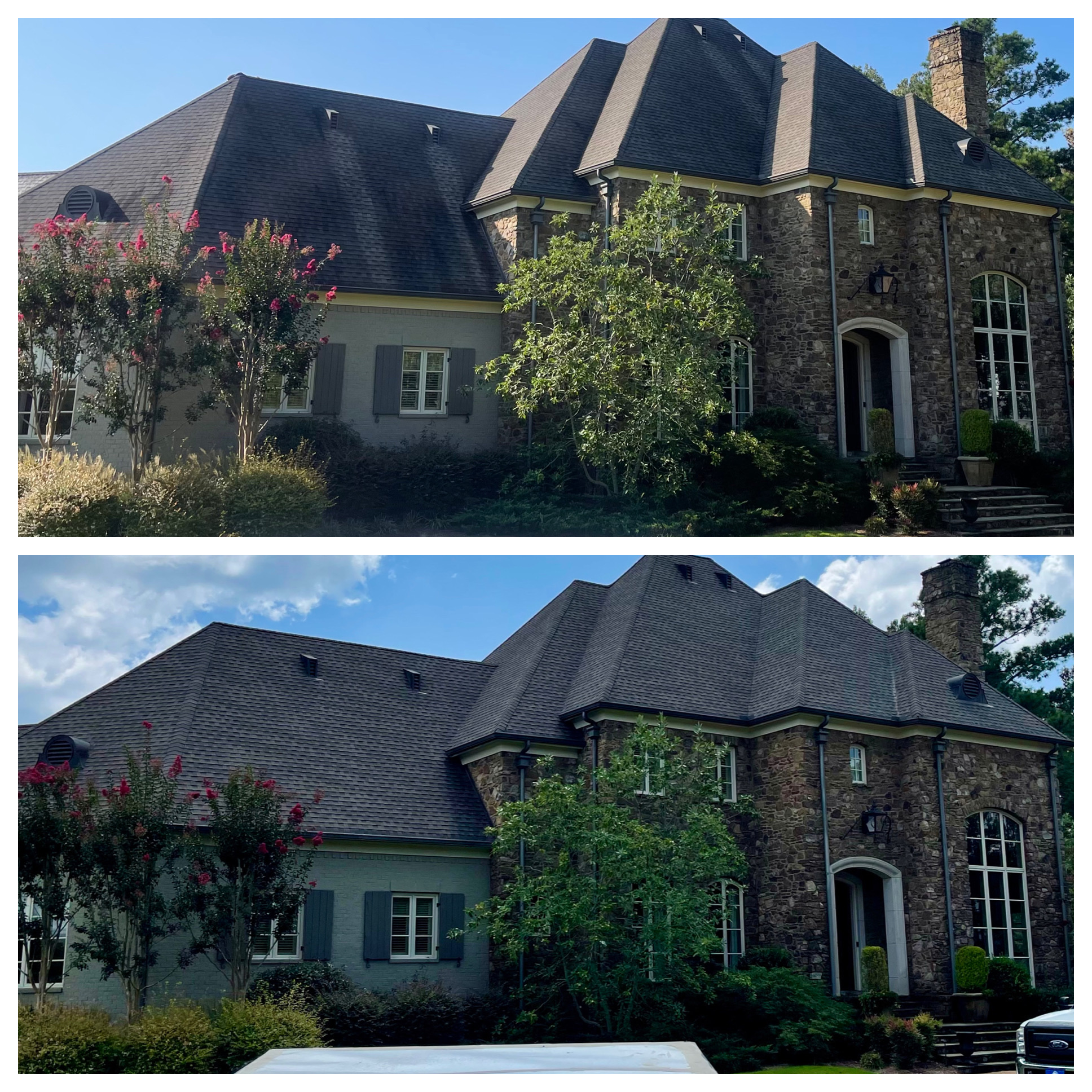 Before & After Roof Washing Photo